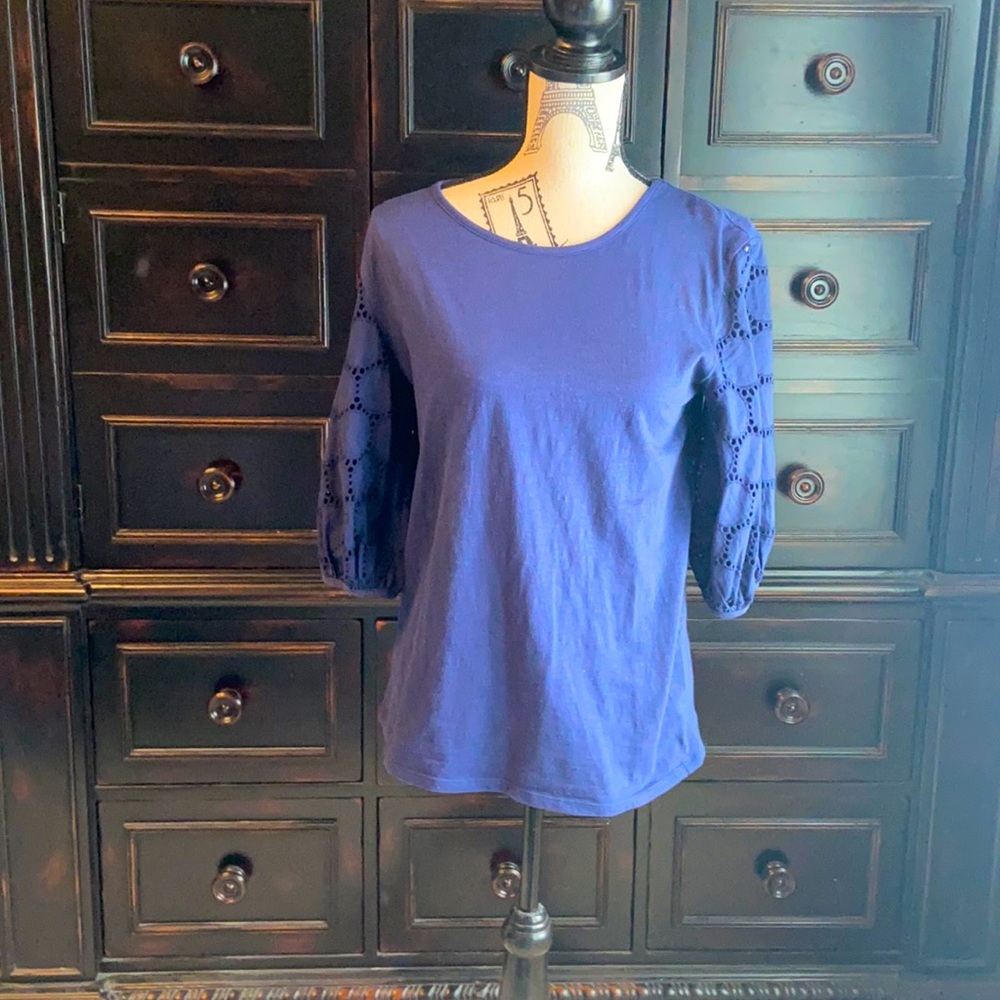 Navy blue balloon sleeve top girls size XL